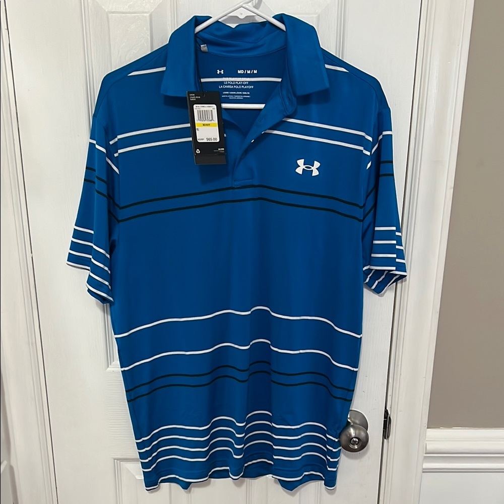 Under Armour Men's Blue Striped Polo Shirt